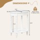 2-tier oval side table in white with solid rubber wood legs, featuring a storage shelf, ideal for compact spaces.